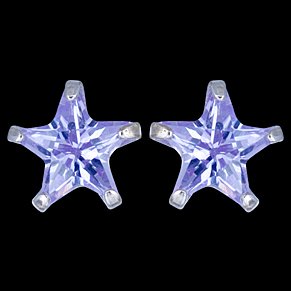 Náušnice strieborné, CZ, hviezdičky