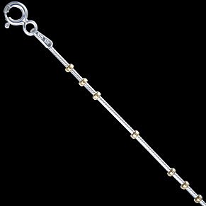 Retiazka na krk strieborná, chain/bead gold