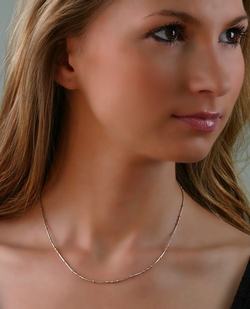 Retiazka na krk strieborná, chain/bead gold