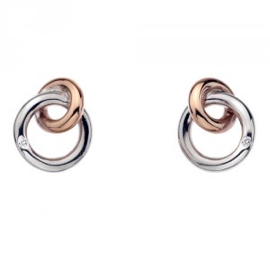 Strieborné náušnice Hot Diamonds Eternity Interlocking Rose Gold Stud DE309