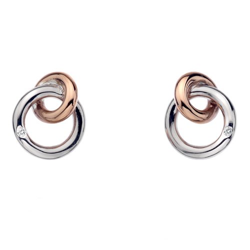 Strieborné náušnice Hot Diamonds Eternity Interlocking Rose Gold Stud DE309