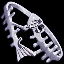Prsteň strieborný, kostra ryby (fishbone)