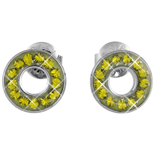 Náušnice s krištáľmi Swarovski ESSW21-OLIVINE