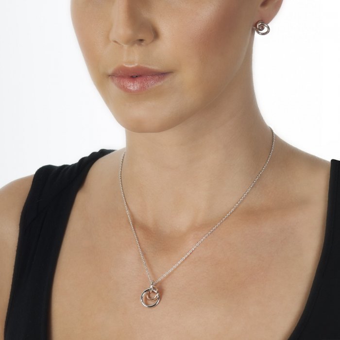 Strieborné náušnice Hot Diamonds Eternity Interlocking Rose Gold Stud DE309