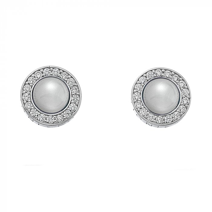 Strieborné náušnice Hot Diamonds Emozioni Giove Pearl