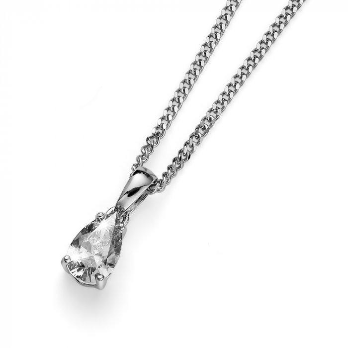 Strieborný prívesok s krištáľmi Swarovski Oliver Weber Pear white