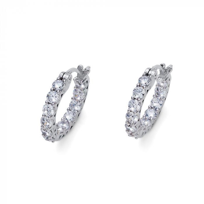 Strieborné náušnice s krištáľmi Swarovski Oliver Weber Glacier CZ WHI